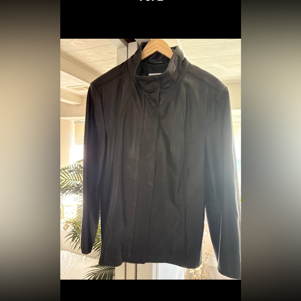 Classic Black Leather Jacket Calvin Klein